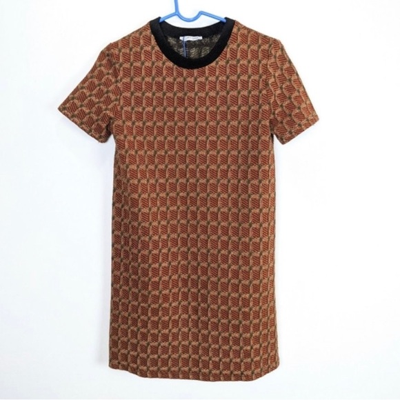 Zara Mini Dress Medium Orange Retro Shift - Picture 4 of 7